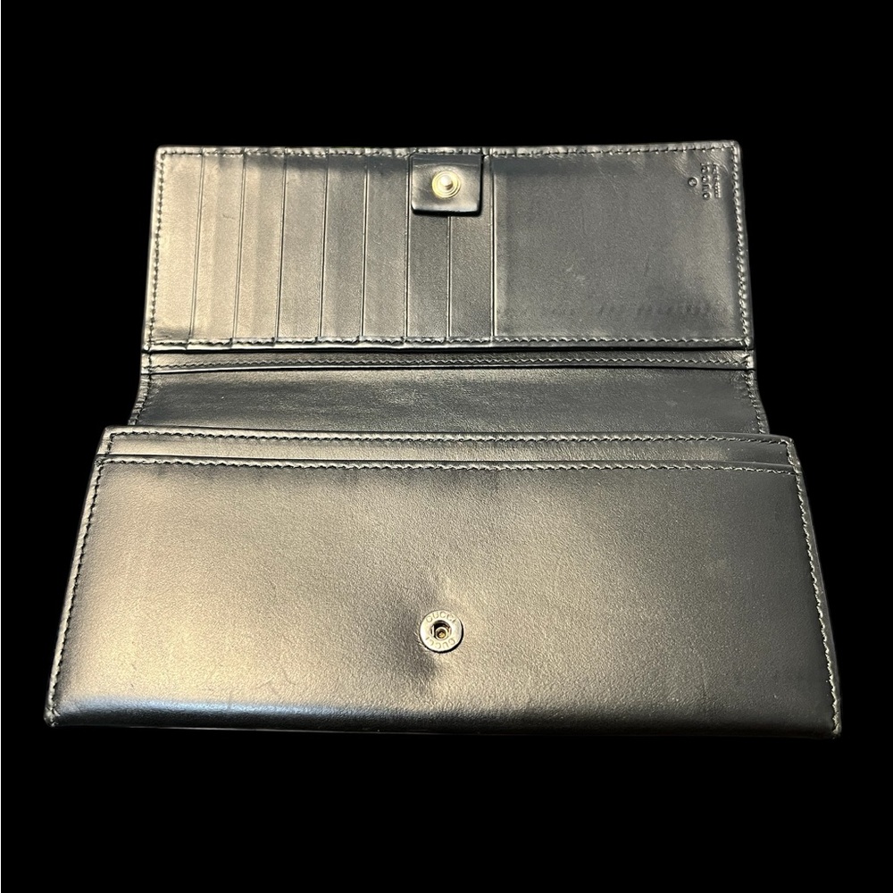 Gucci Black Leather Long Bifold Wallet (A186) - Picture 4 of 11